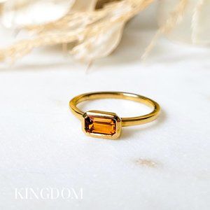 Orange Garnet Gold Engagement Ring